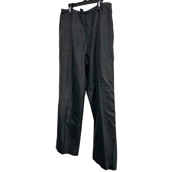 Harris Wallace Womens High Waist Buttoned Silk Pants Size 10 Black - Picture 3 of 8